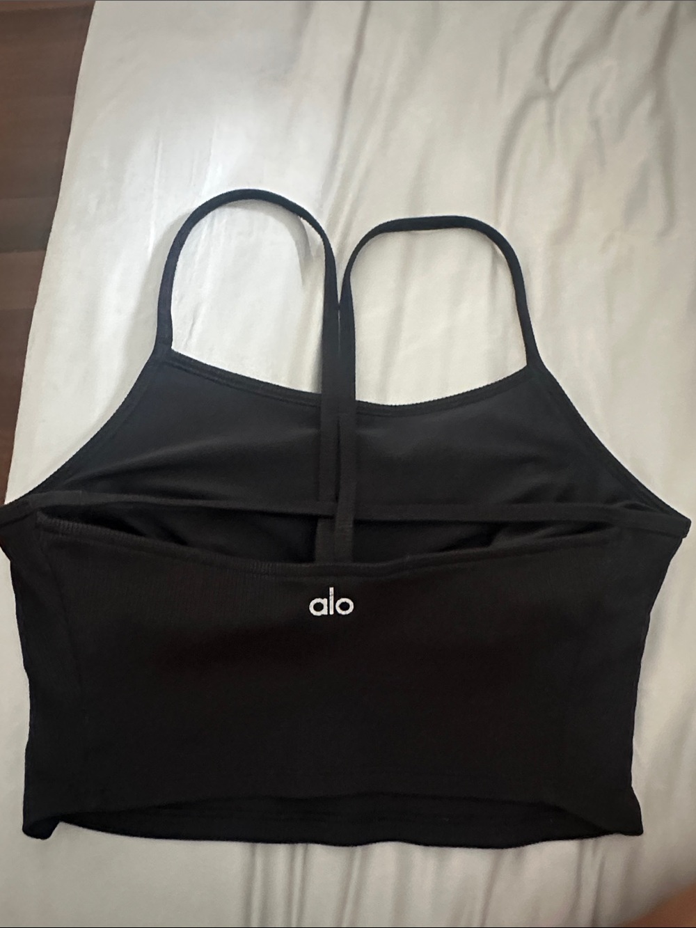 ALO Yoga Black Ribbed Strappy Sports Bra Crop Top Medium - Picture 7 of 7